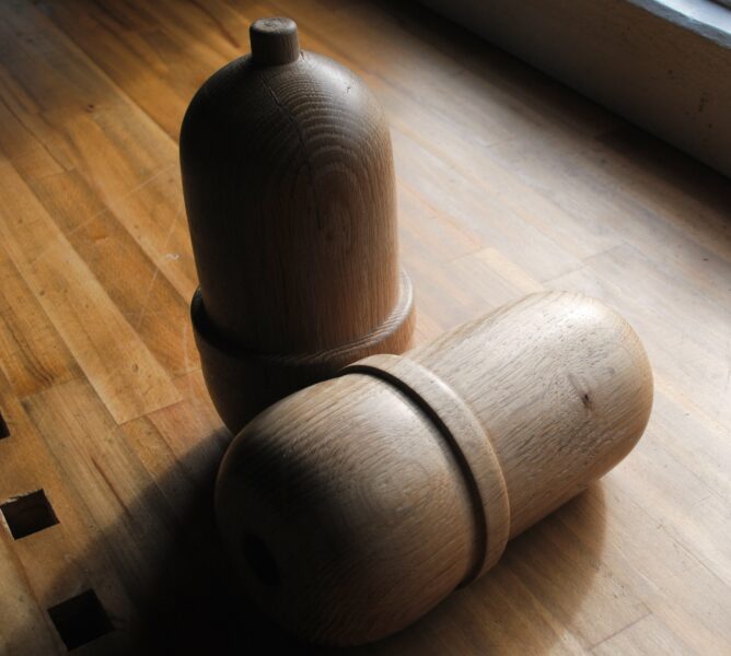 Acorn finials we refurbished for the Royal Marine Base for two new flagpoles overlooking the parade ground.
